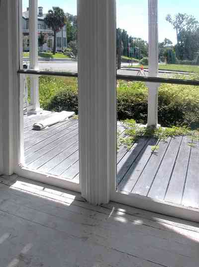 North-Hill:-200-West-Jackson-Street_13.jpg:  front porch, floor lenght windows, heartpine floors, palm tree, victorian house